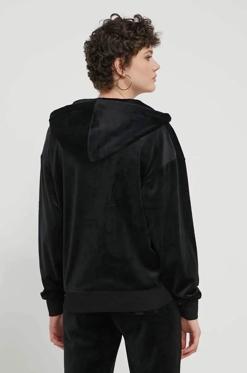 felpa in velluto colore nero con cappuccio con applicazione miniatura 3