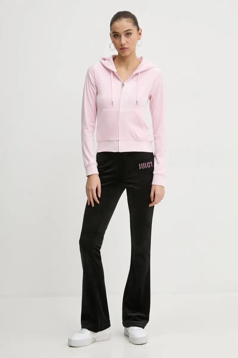 felpa in velluto colore rosa con cappuccio JCWAS125302 miniatura 2