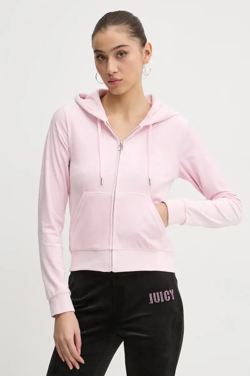 felpa in velluto colore rosa con cappuccio JCWAS125302
