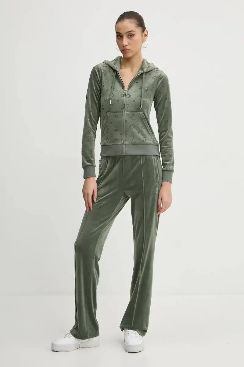 felpa in velluto colore verde con cappuccio JCWAS125302 miniatura 2