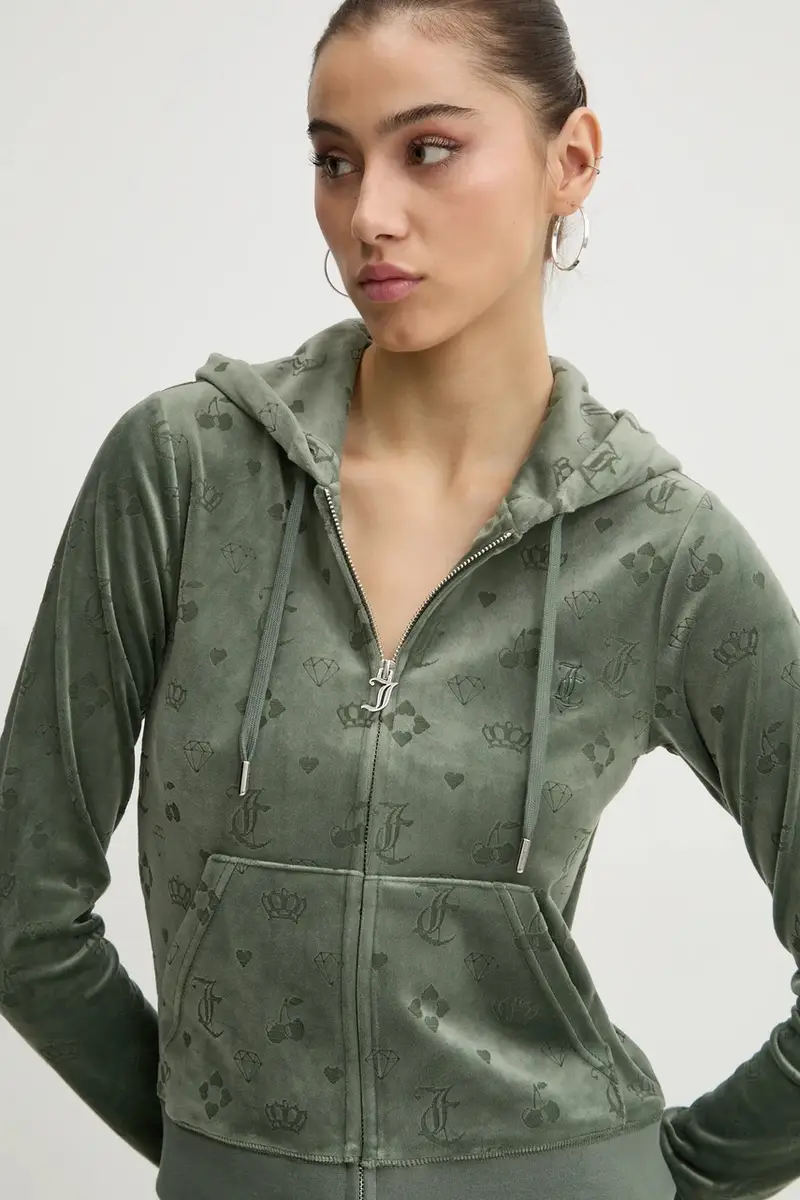 felpa in velluto colore verde con cappuccio JCWAS125302 miniatura 4