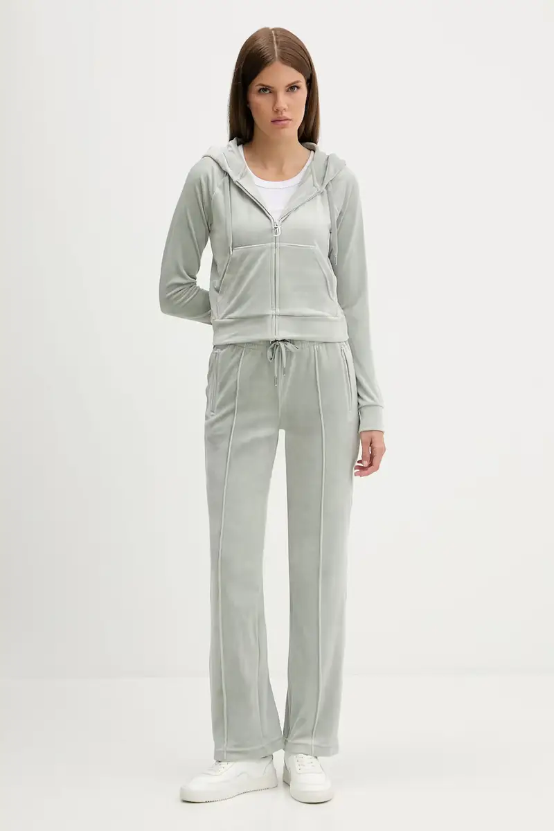 felpa in velluto donna colore grigio con cappuccio JCWAS225306 miniatura 2