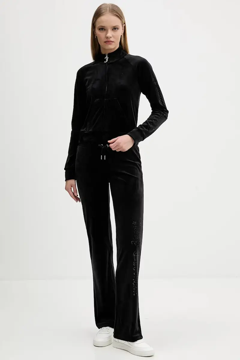 felpa in velluto donna colore nero con applicazione JCWCT225308 miniatura 2