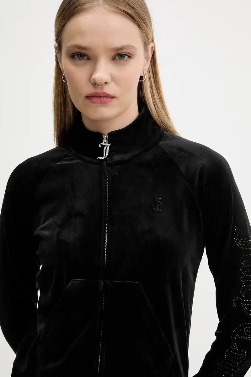 felpa in velluto donna colore nero con applicazione JCWCT225308 miniatura 4