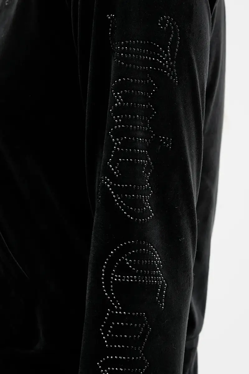 felpa in velluto donna colore nero con applicazione JCWCT225308 miniatura 5
