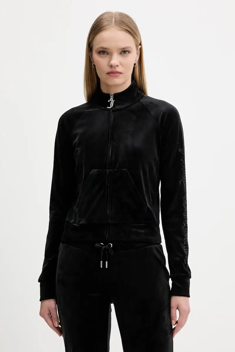 felpa in velluto donna colore nero con applicazione JCWCT225308