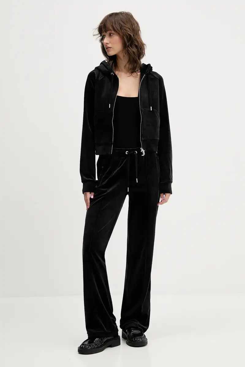 felpa in velluto donna colore nero con cappuccio JCWAS225306 miniatura 2