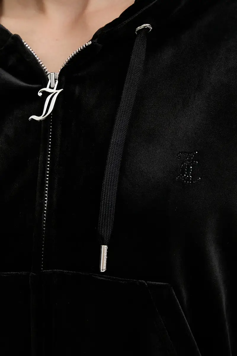 felpa in velluto donna colore nero con cappuccio JCWAS225310 miniatura 5