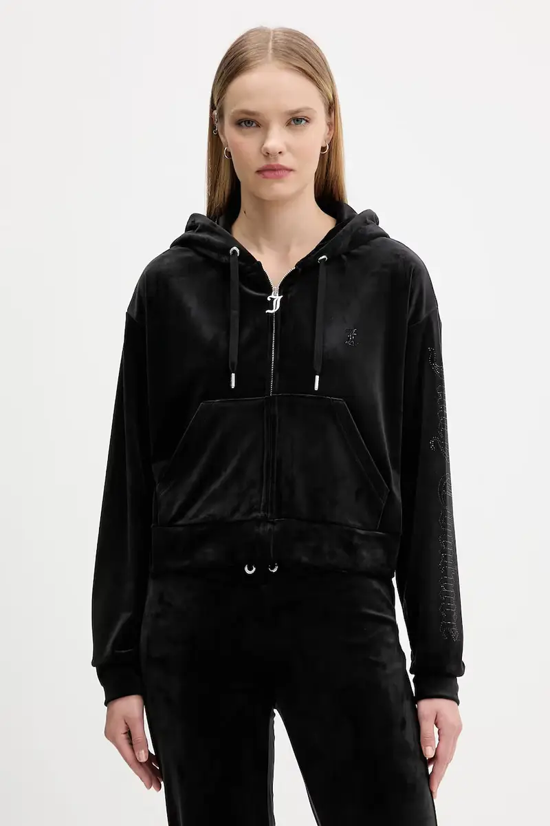 felpa in velluto donna colore nero con cappuccio JCWAS225310