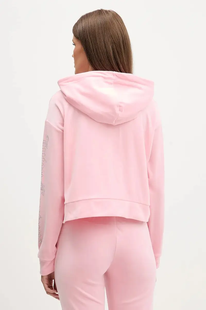 felpa in velluto donna colore rosa con cappuccio JCWAS225310 miniatura 3