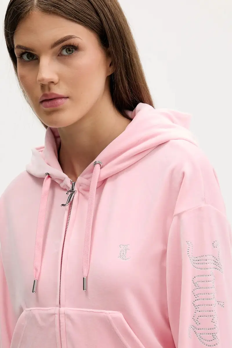 felpa in velluto donna colore rosa con cappuccio JCWAS225310 miniatura 4