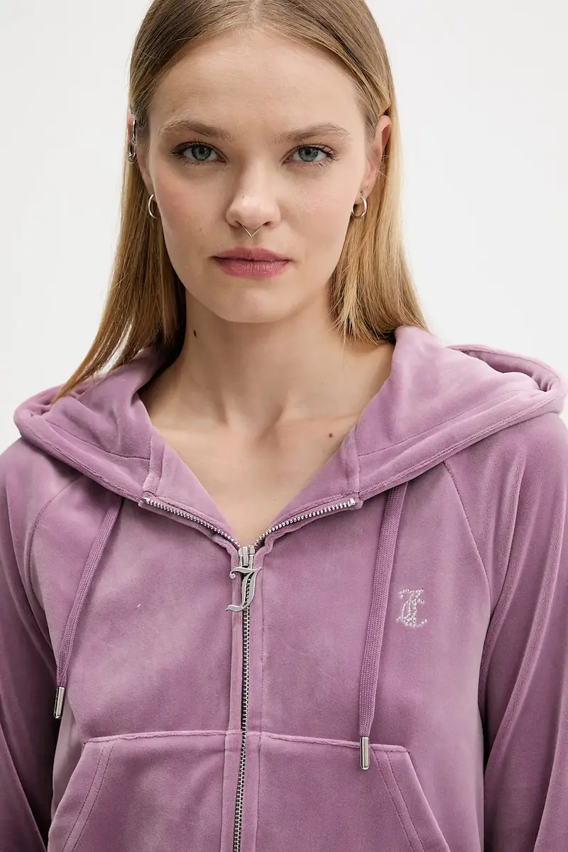 felpa in velluto donna colore violetto con cappuccio JCWAS225306 miniatura 4