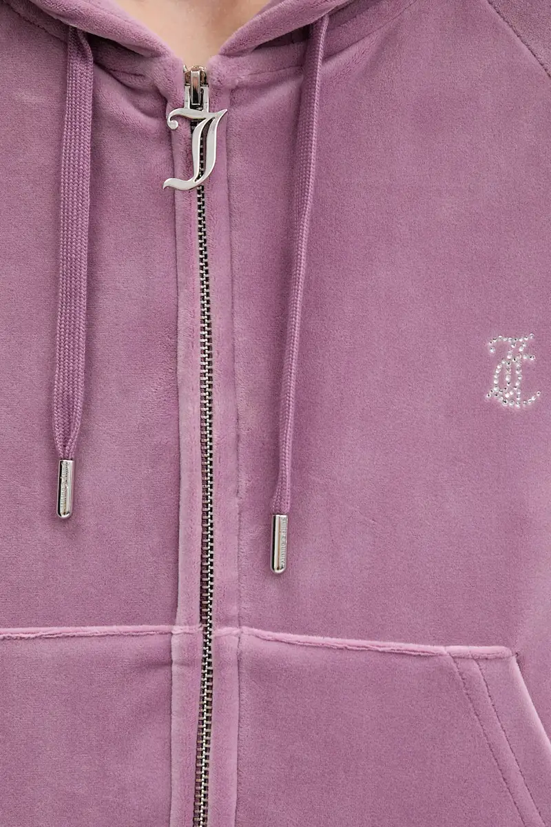 felpa in velluto donna colore violetto con cappuccio JCWAS225306 miniatura 5