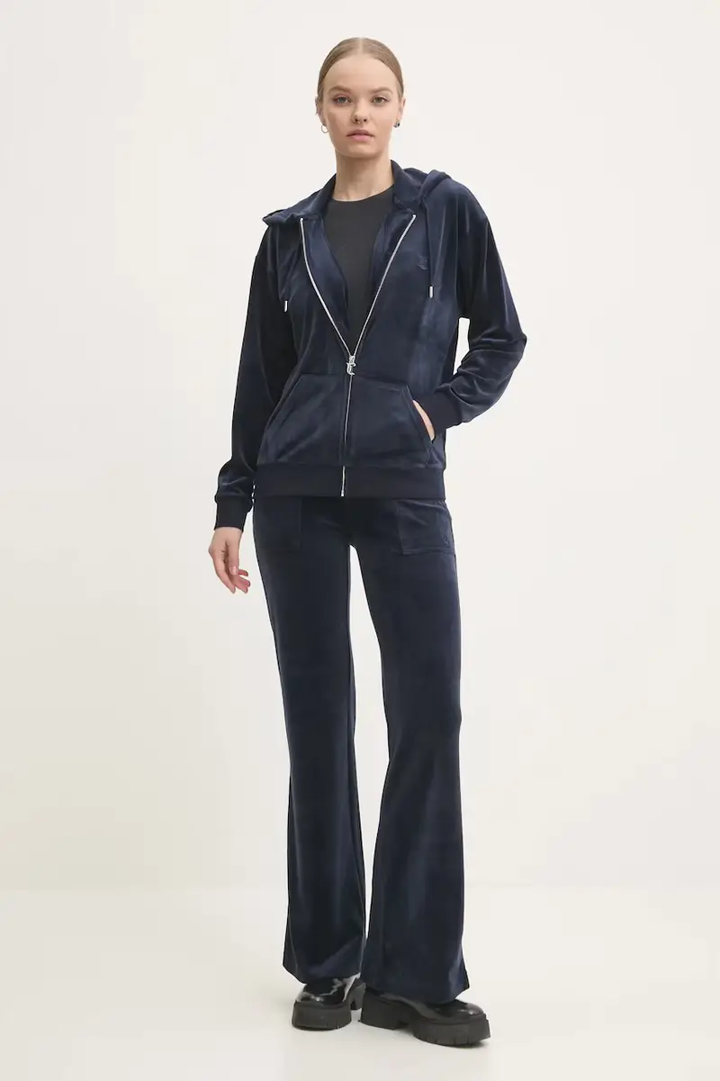 felpa in velluto HALAN OVERSIZED HOODIE colore blu navy con cappuccio JCWAS24342 miniatura 2