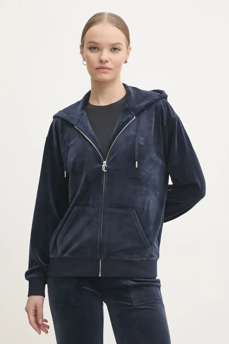 felpa in velluto HALAN OVERSIZED HOODIE colore blu navy con cappuccio JCWAS24342