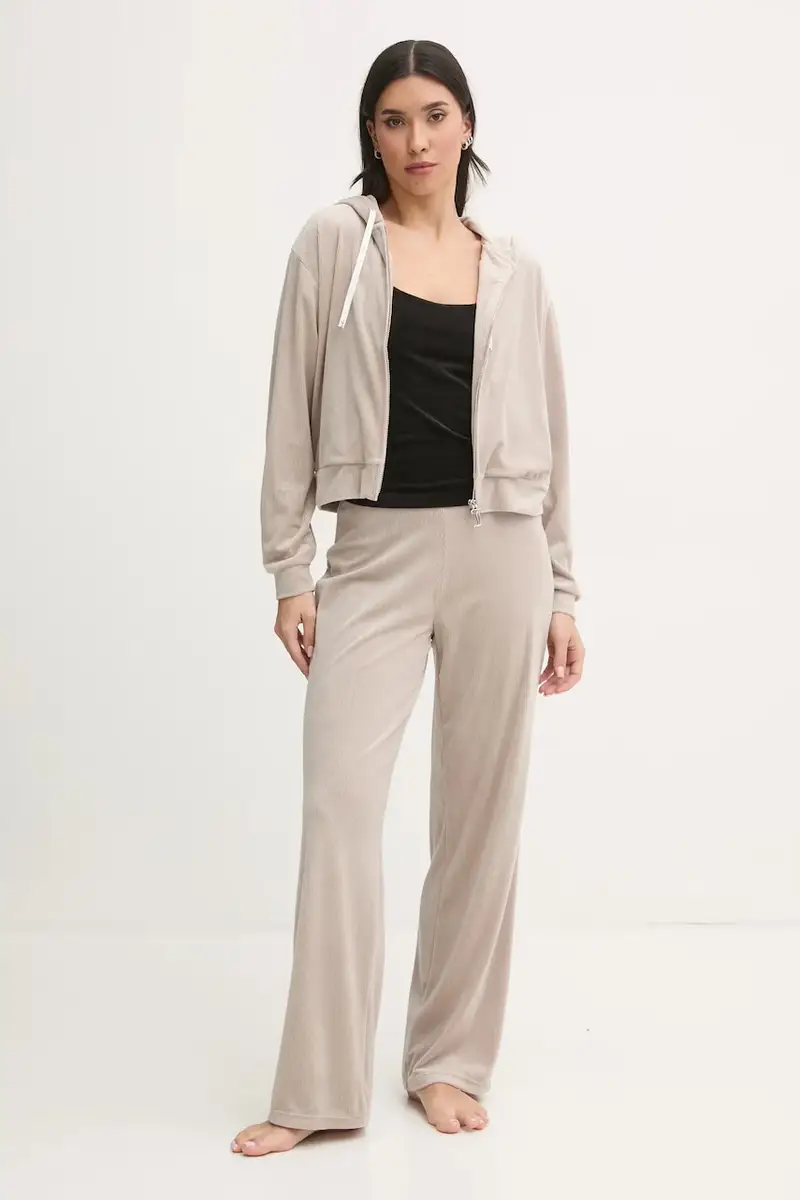 felpa notte LIV RIB VELOUR HOODIE donna colore beige JCLBJ125503 miniatura 2