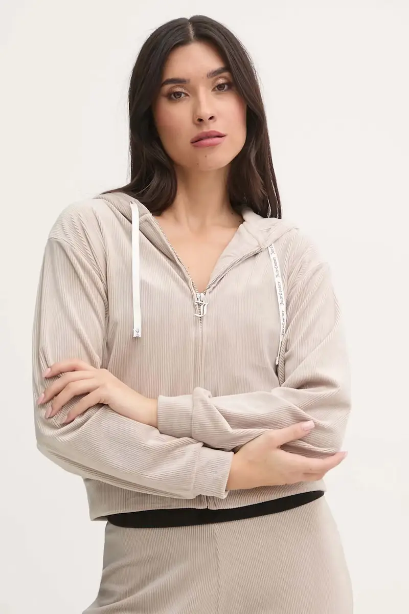 felpa notte LIV RIB VELOUR HOODIE donna colore beige JCLBJ125503
