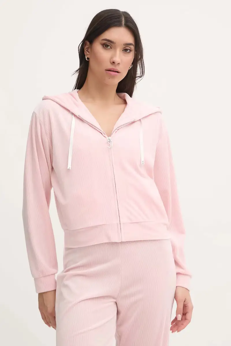 felpa notte LIV RIB VELOUR HOODIE donna colore rosa JCLBJ125503