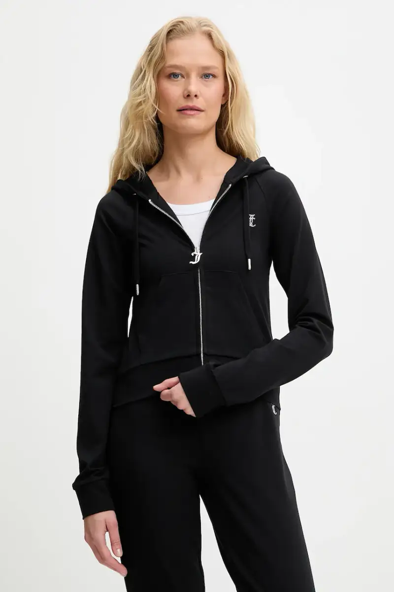 felpa SINGLE JERSEY OLA HOODIE donna colore nero con cappuccio con applicazione JCWAS125310