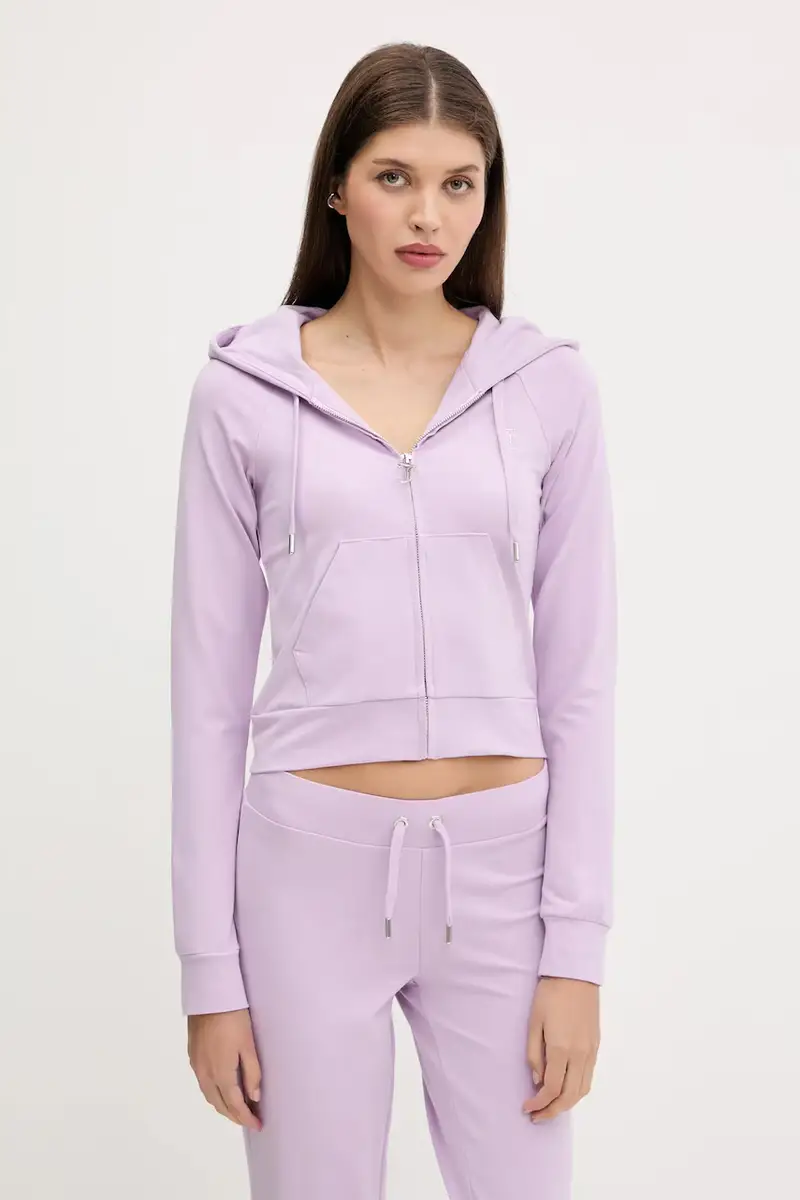 felpa SINGLE JERSEY OLA HOODIE donna colore violetto con cappuccio con applicazione JCWAS125310
