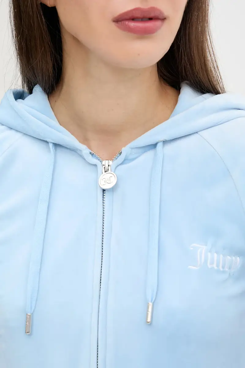 felpa VELOUR CROPPED STRIPE HOODIE donna colore blu con cappuccio con applicazione JCWAS225351 miniatura 5