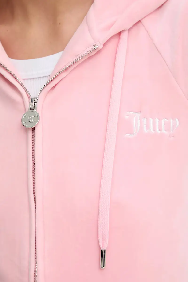 felpa VELOUR CROPPED STRIPE HOODIE donna colore rosa con cappuccio con applicazione JCWAS225351 miniatura 5