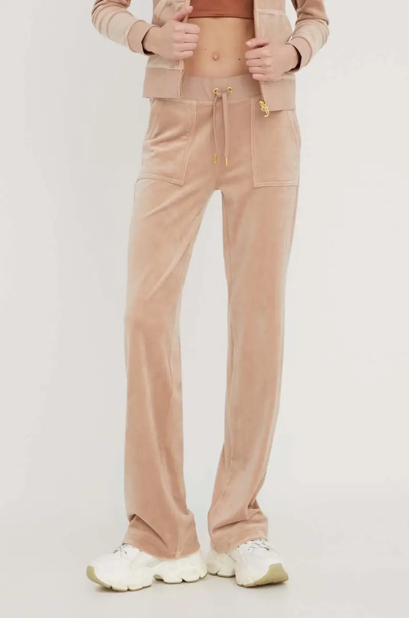 pantaloni da tuta in velluto colore beige