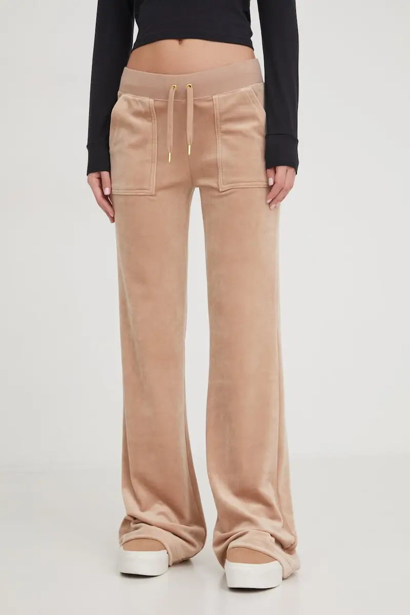 pantaloni da tuta in velluto colore beige