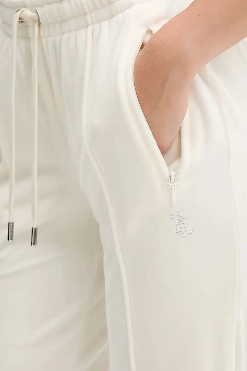 pantaloni da tuta in velluto donna colore beige con applicazione JCWBJ225307 miniatura 4