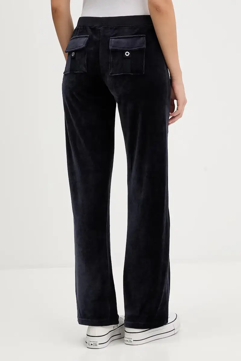 pantaloni da tuta in velluto donna colore blu navy con applicazione JCGBJ225010 miniatura 3