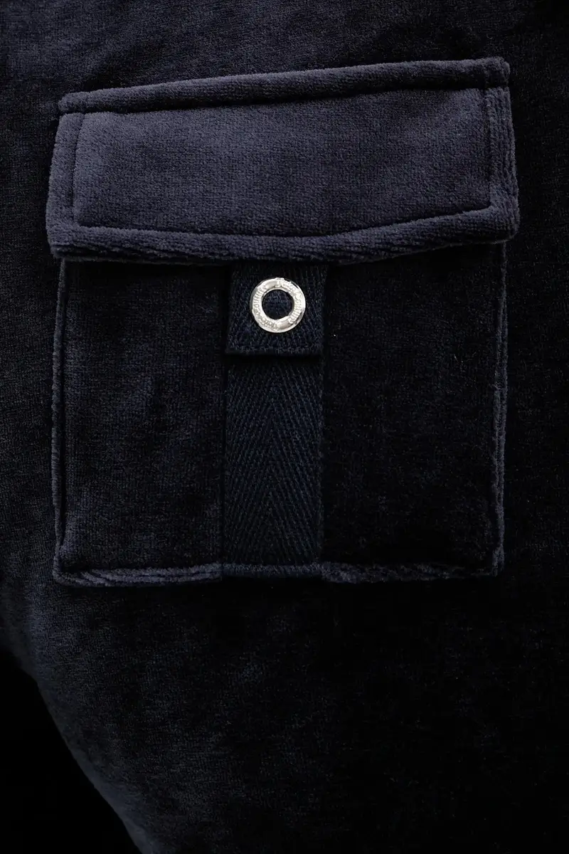 pantaloni da tuta in velluto donna colore blu navy con applicazione JCGBJ225010 miniatura 5