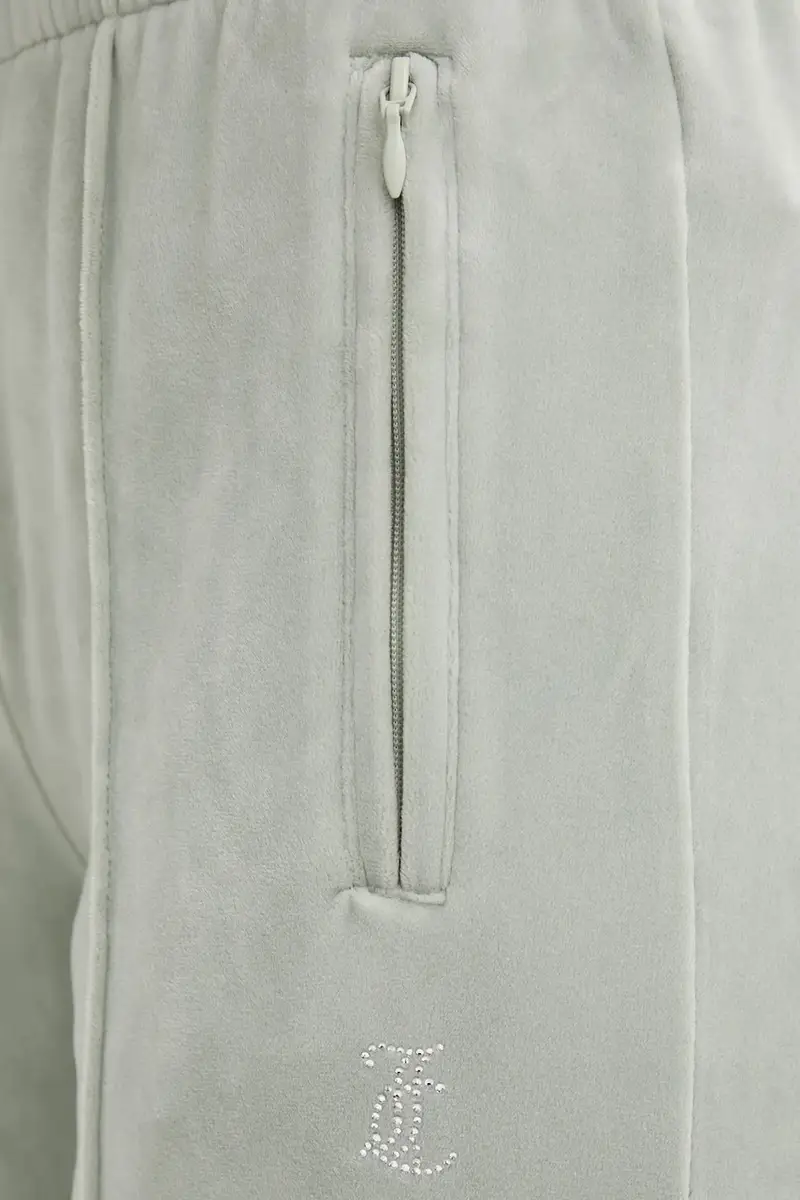pantaloni da tuta in velluto donna colore grigio con applicazione JCWBJ225307 miniatura 4