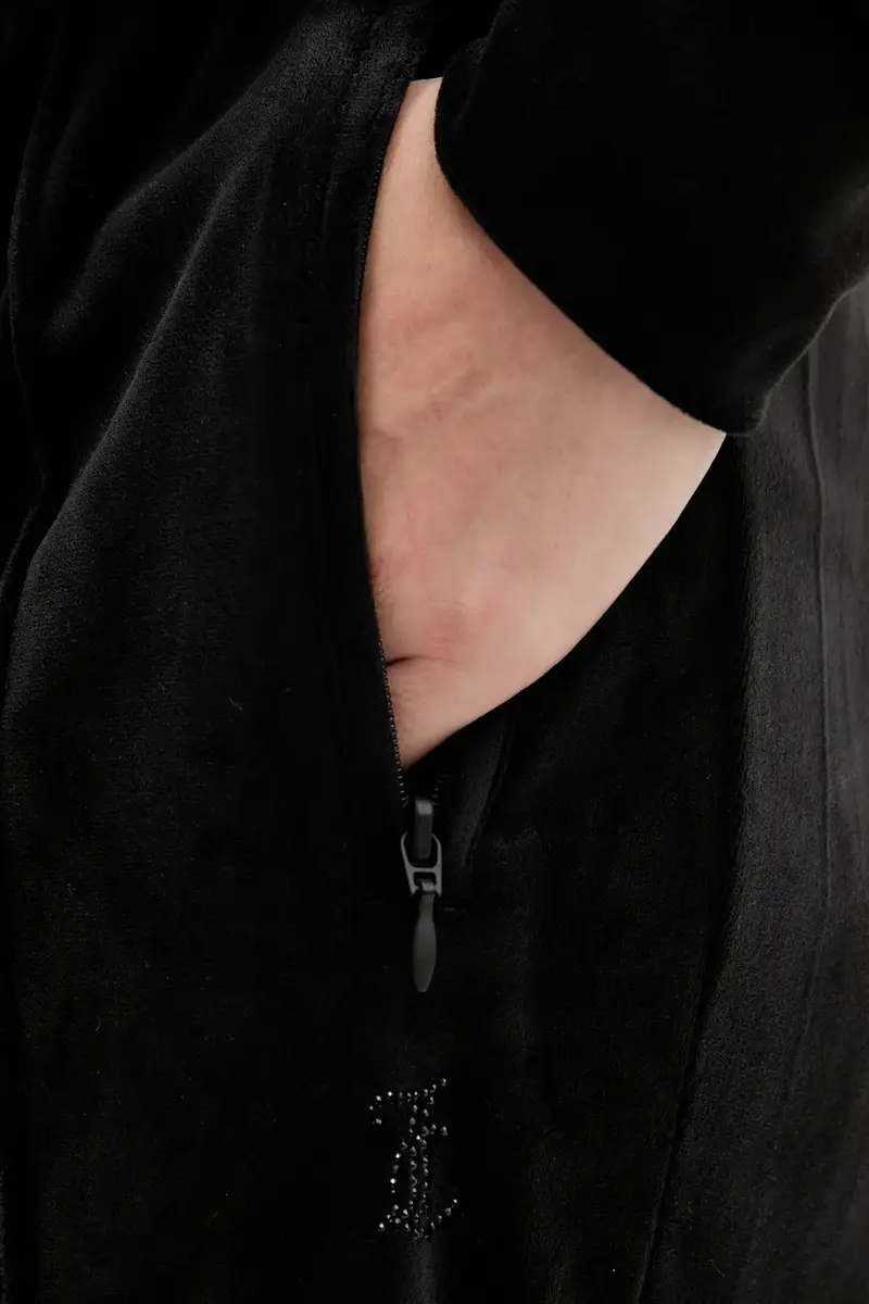 pantaloni da tuta in velluto donna colore nero con applicazione JCWBJ225307 miniatura 4