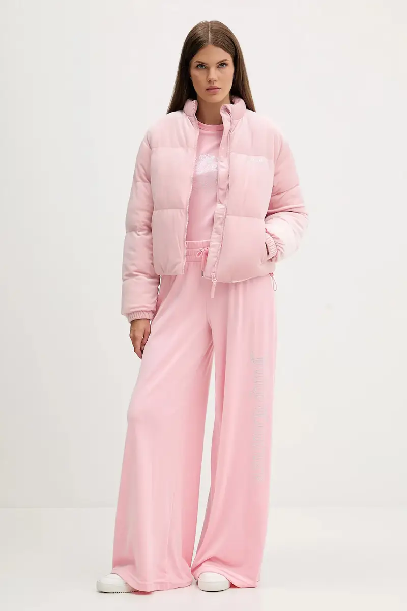 pantaloni da tuta in velluto donna colore rosa con applicazione JCWBJ225309 miniatura 2