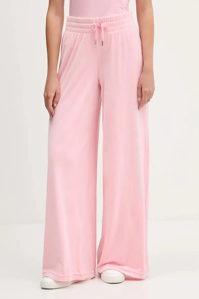 pantaloni da tuta in velluto donna colore rosa con applicazione JCWBJ225309