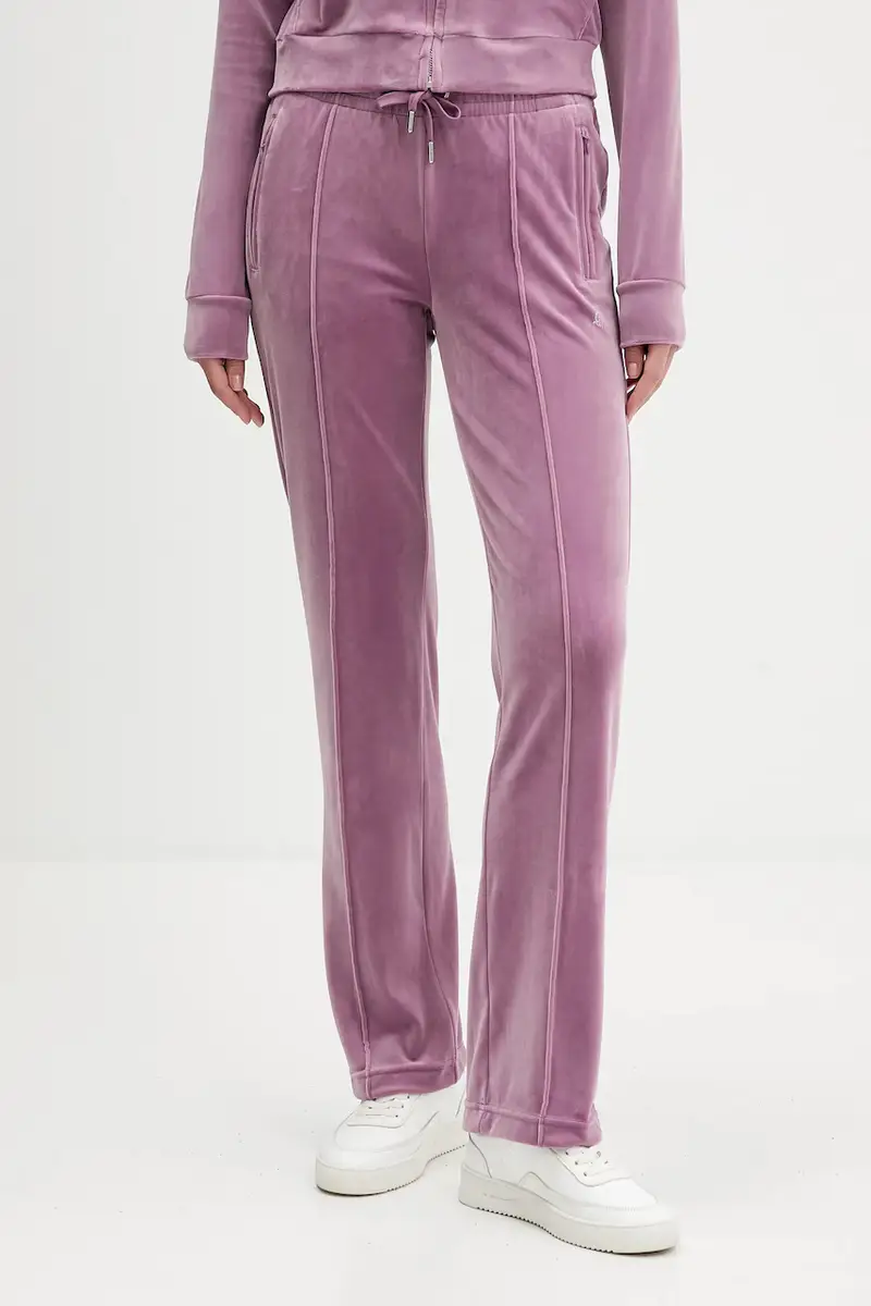 pantaloni da tuta in velluto donna colore violetto con applicazione JCWBJ225307