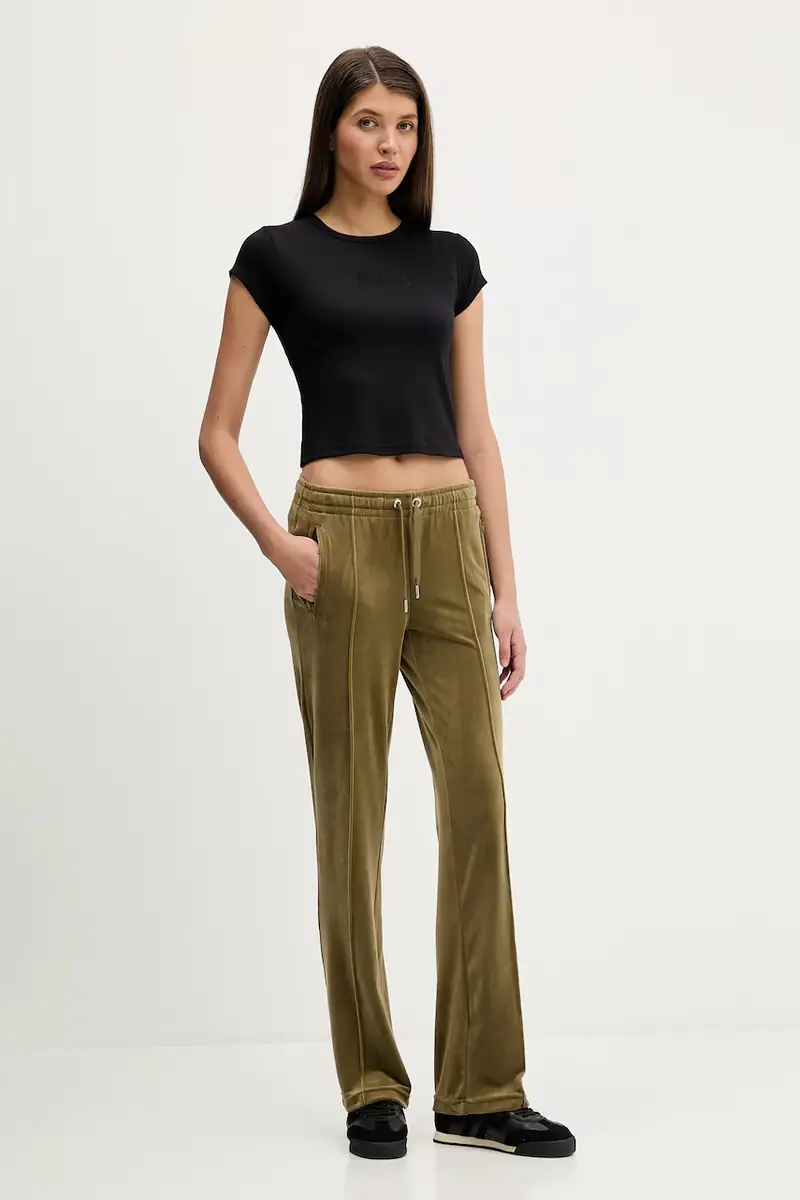 pantaloni da tuta in velluto Verde miniatura 2