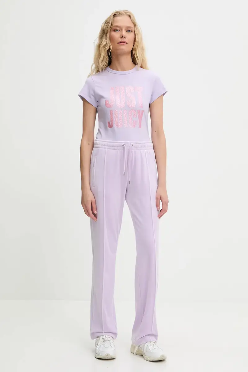 pantaloni tuta colore turchese con applicazione JCAPW045 Violetto miniatura 2
