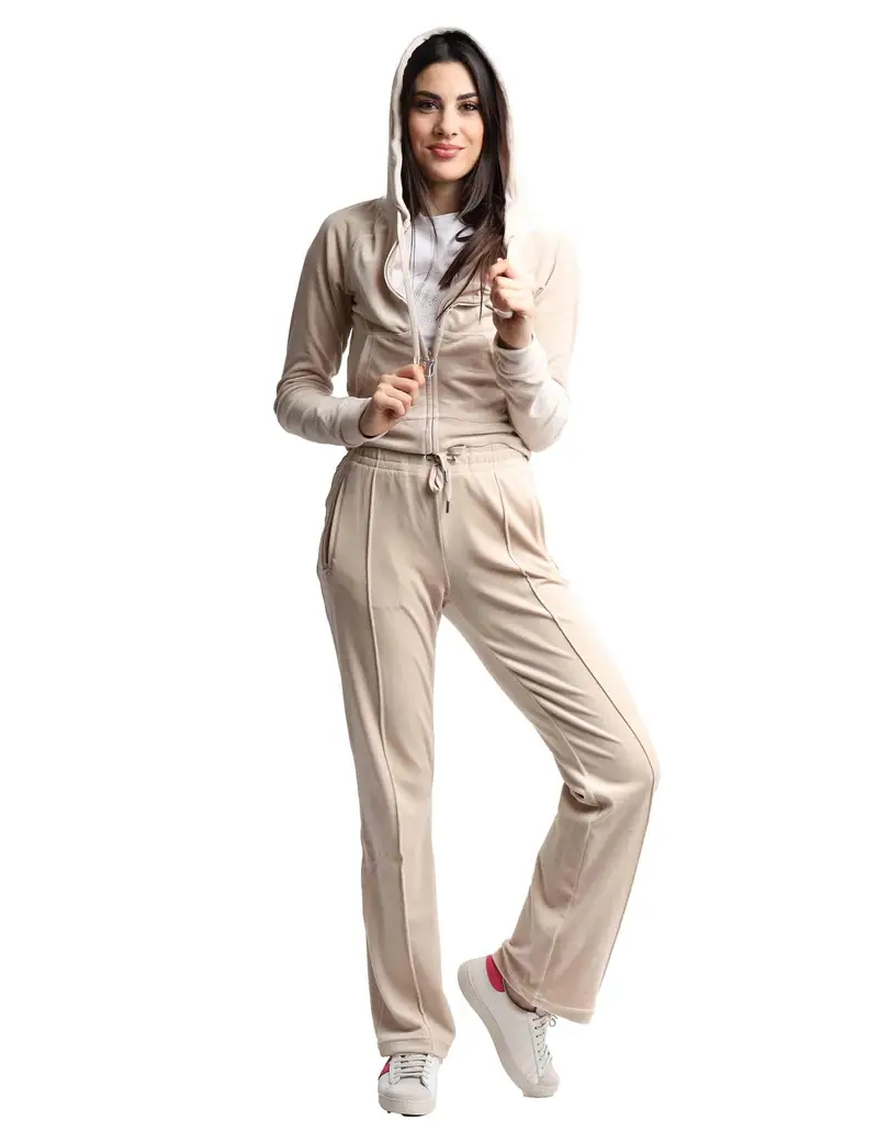 Pantaloni tuta donna Tina in tessuto beige con strass Donna VEJH70047WPF JJ1