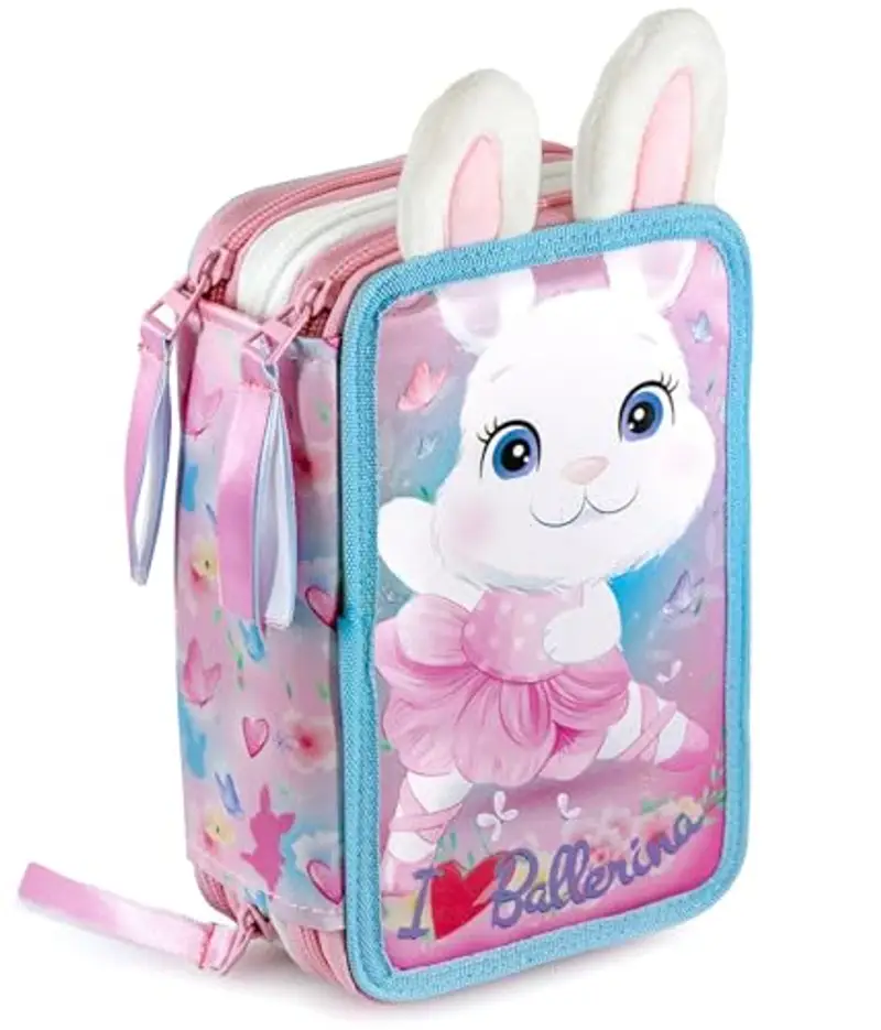 Julian Ross Astuccio 3 Scomparti 3D – 45 Pezzi, Pastelli 3.0, Forbici, Colla, Pennarelli, Penne – Scuola Elementare e