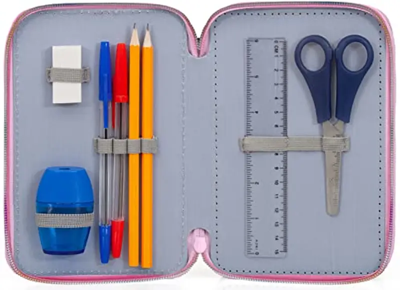 Julian Ross Astuccio 3 Scomparti per Encanto Fan – 44 Pezzi, Forbici, Pastelli, Pennarelli, 3 Zip, Bambina – Scuola e miniatura 2