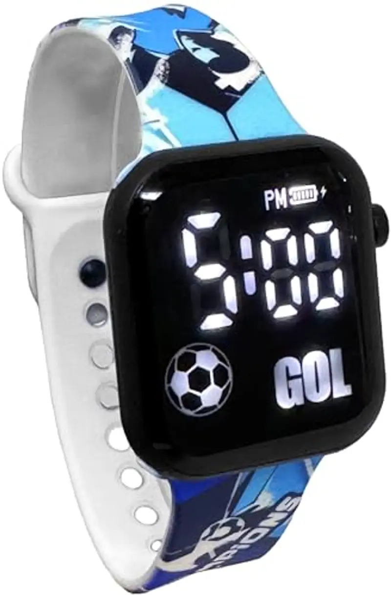Julian Ross Champions Azzurro Orologio da Polso Digitale Led per Bambini e Ragazzi, Formato 12 Ore, Gol, Calciatore, Pallone, Tifosi Napoli