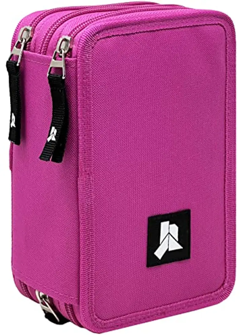 Julian Ross Fucsia Astuccio Triplo Riempito Bambina, 45 Accessori Scuola Elementare, 20 Centimetri, Colla Stick, Mina+,