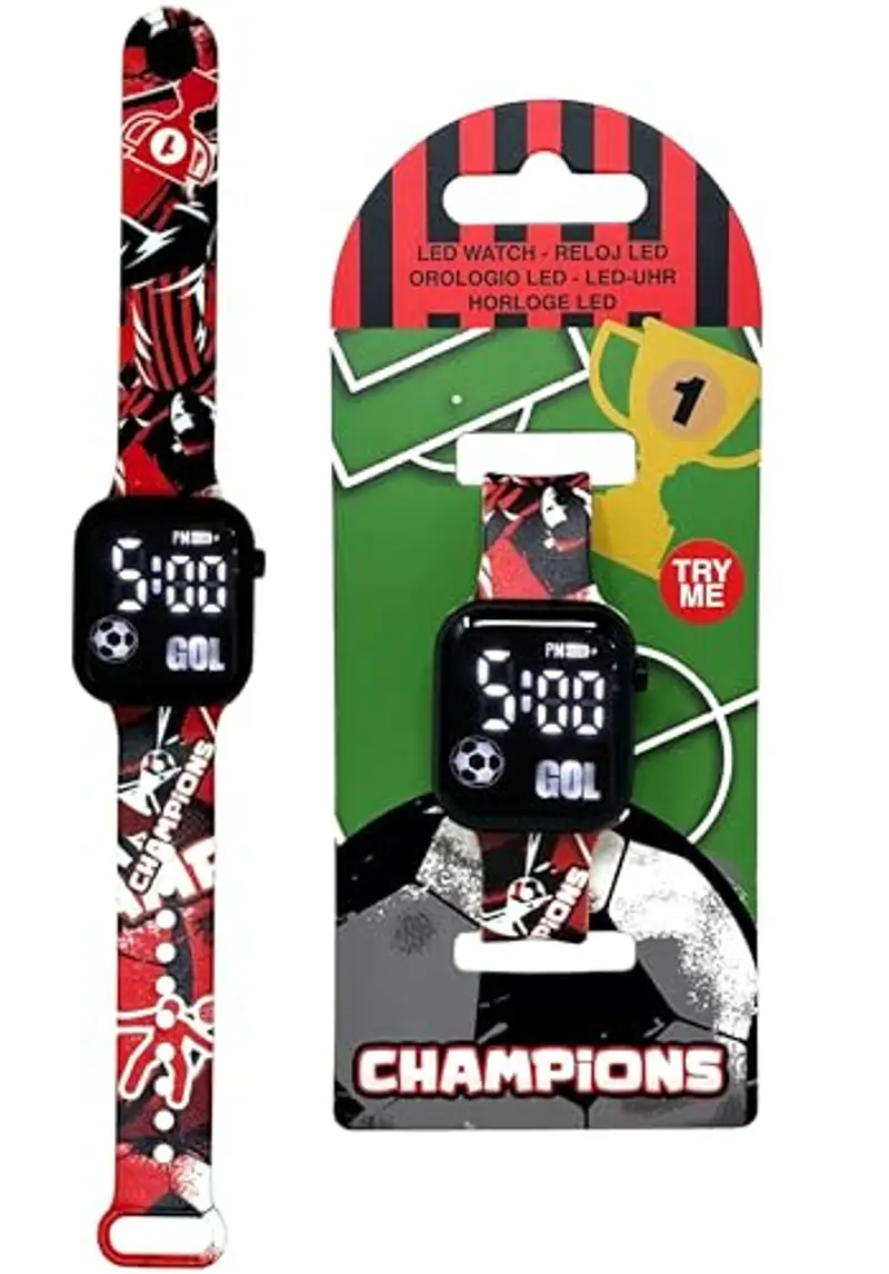 Julian Ross Rossonero Champions Orologio da Polso Digitale Led per Bambini e Ragazzi, Formato 12 Ore, Gol, Calciatore, Tifosi miniatura 2