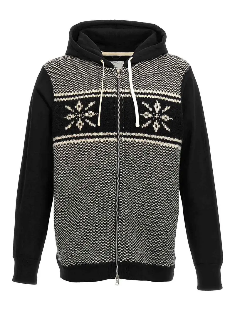 Felpa con cappuccio con inserto jacquard Bianco