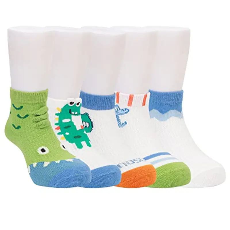 Jupsk 5 Paia di Calzini Dinosauri per Ragazzi, Calzini Atletici alla Caviglia Sportivi, Calzini Estivi Traspiranti in miniatura 2