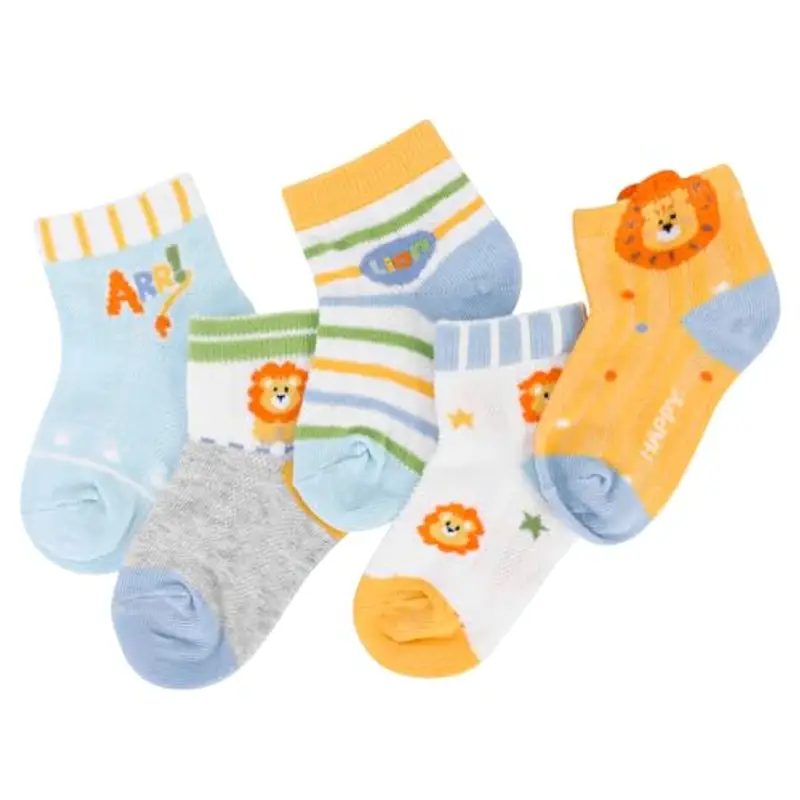 Jupsk 5 Paia di Calzini per Bambini, Calzini di Cotone, Calzini in Rete Traspirante per l'Estate, Calzini Sportivi,