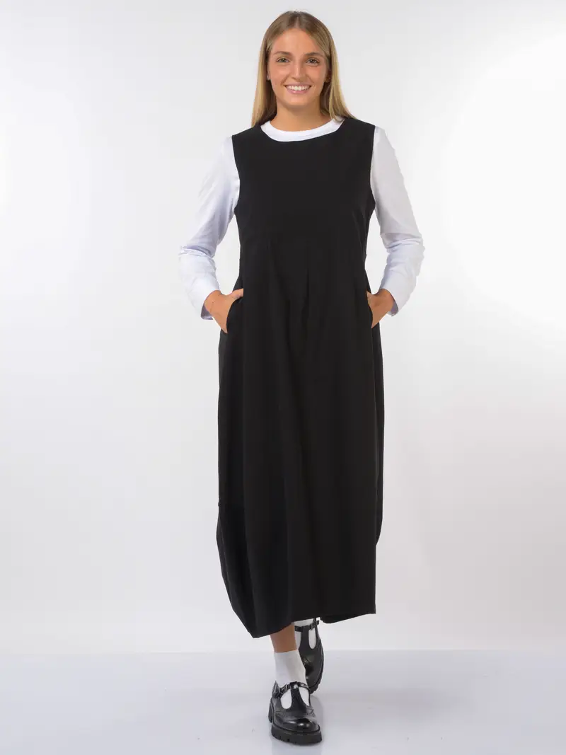 abito lungo da donna Jurere senza maniche in tessuto tecnico NERO miniatura 2