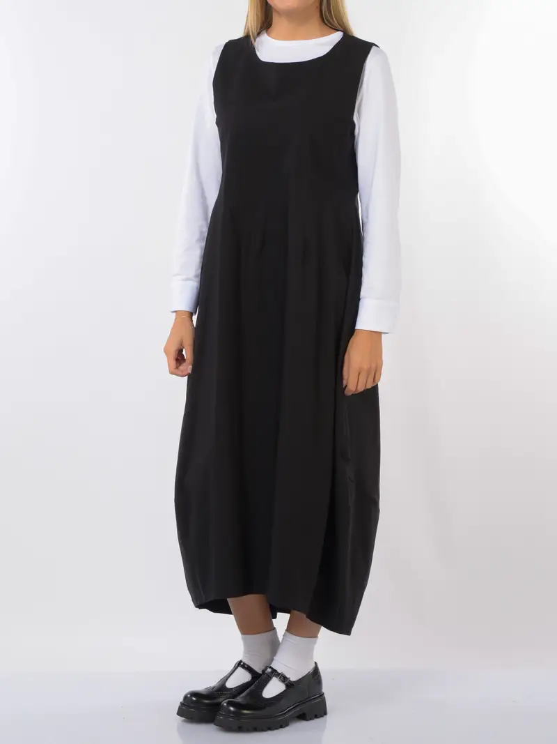 abito lungo da donna Jurere senza maniche in tessuto tecnico NERO