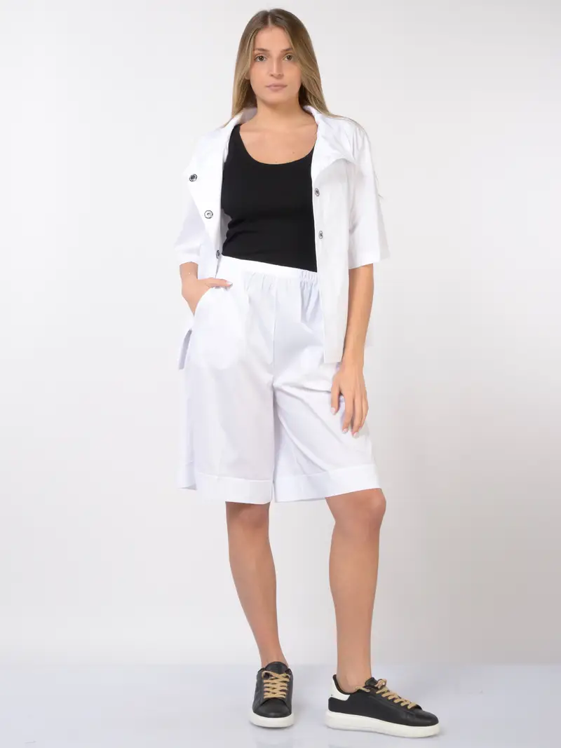 bermuda da donna Jurere ampie con elastico Bianco miniatura 2